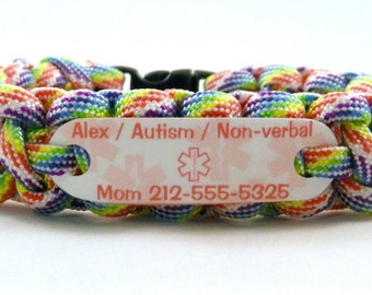 Autism bracelet - Kids medical alert bracelet - Autism non verbal, special needs wristband -  Waterproof medical ID bracelet
