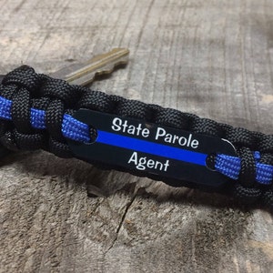 Thin Blue Line keychain, Personalized police keychain with badge number, name or short quote Buy in bulk for Police Week image 6