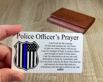 Police officer prayer wallet card - Personalized metal wallet card for Law Enforcement - Police week buy in bulk - Custom gift for Police