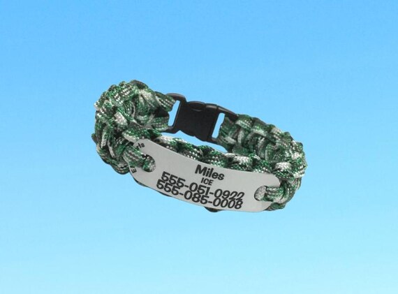 Personalized Kids Paracord ID Bracelet, Travel Safety Bracelet