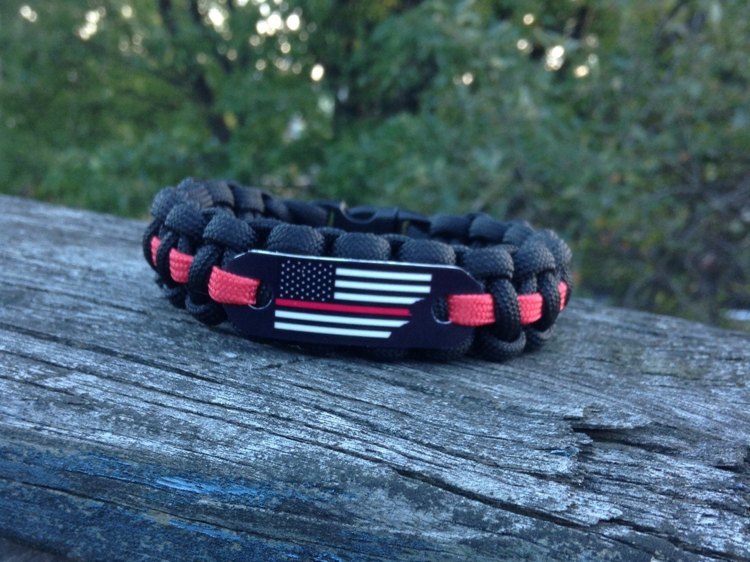 Thin Red Line American Flag Paracord Bracelet for