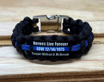 Personalized K9 Police Paracord Bracelet, Thin Blue Line Police gifts, K9 Officer