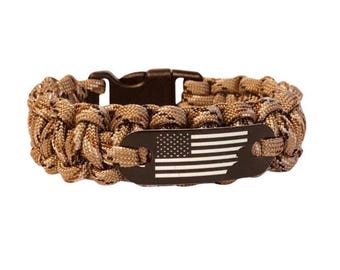 American Flag Bracelet - Camo Paracord - Patriotic USA Braided Wrist Band