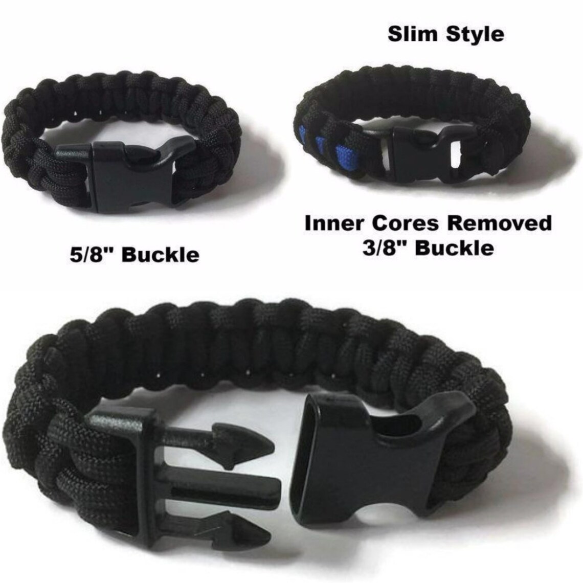 Great 1 Thin Blue Line Paracord Bracelet - 550 Nylon Cobra Weave, Detachable Buckle, No Gemstone, Support Law Enforcement