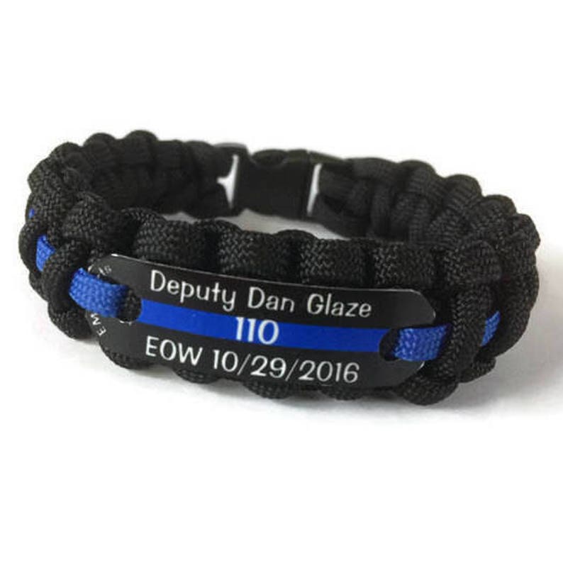 Custom police memorial bracelet Thin Blue Line bracelet with Etsy