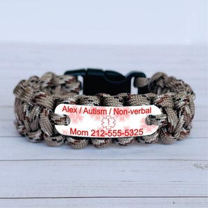 Medical alert bracelet Autism bracelet personalized Autism non verbal, special needs wristband Waterproof medical ID bracelet image 2