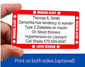 Metal Medical Alert Wallet Card - Custom Emergency Contact ID - Metal - Made in USA
