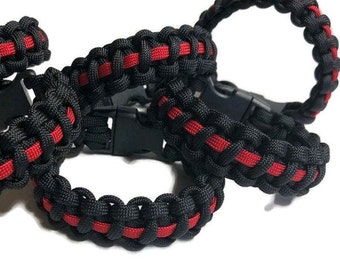 Firefighter bracelet - Firefighter gift - Thin Red Line paracord bracelet - Party favors - Bulk orders welcome