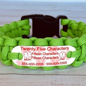 Custom Paracord Medical Alert Bracelet, Personalized Emergency ID Jewelry - Made in USA