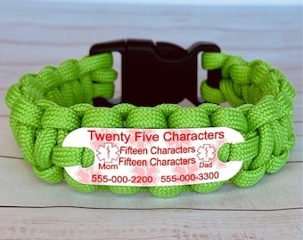 Custom Paracord Medical Alert Bracelet, Personalized Emergency ID Jewelry - Made in USA