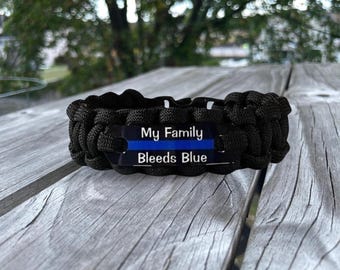 Personalized Thin Blue Line Paracord Bracelet for Law Enforcement -  Police gifts