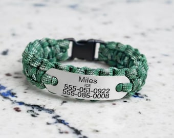 Personalized Kids Paracord ID Bracelet, Travel Safety Bracelet