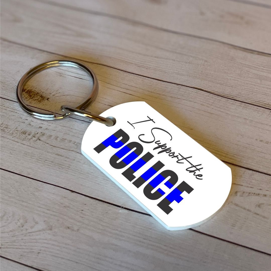 I Support Police Keychain Law Enforcement Dog Tag Keychain Etsy