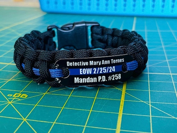 Police Memorial Bracelet Custom Thin Blue Line Paracord Bracelet With Badge Number EOW Memorial Bracelet Buy in Bulk Etsy