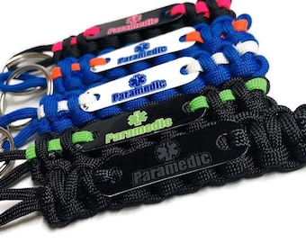 Paramedic Keychain – Choice of EMS Alerts Paracord Colors, Made in USA
