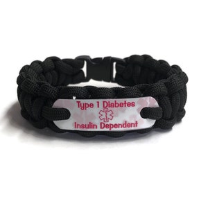 Type 1 diabetes bracelet Medical alert bracelet in choice of wrist size and color Waterproof Kids or adults Back to school image 2