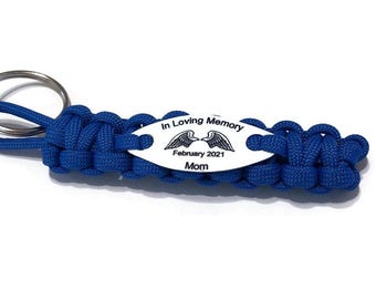 Personalized Memorial Keychain – Angel Wings, In Loving Memory, 550 Paracord