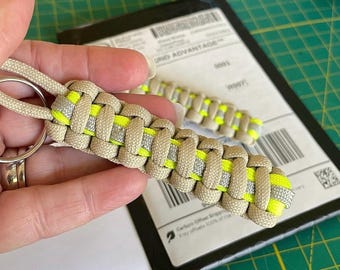 Firefighter Paracord Keychain, Bunker Gear Inspired, Handmade in USA