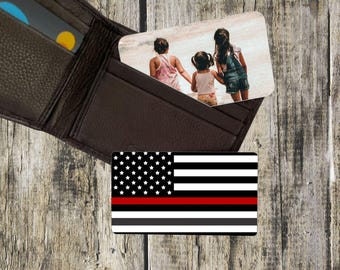 Firefighter Flag Wallet Card Personalized - Thin Red Line