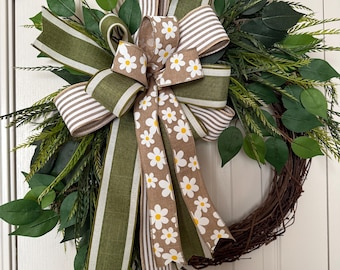 Couronne de verdure : Décoration de porte rustique de style ferme