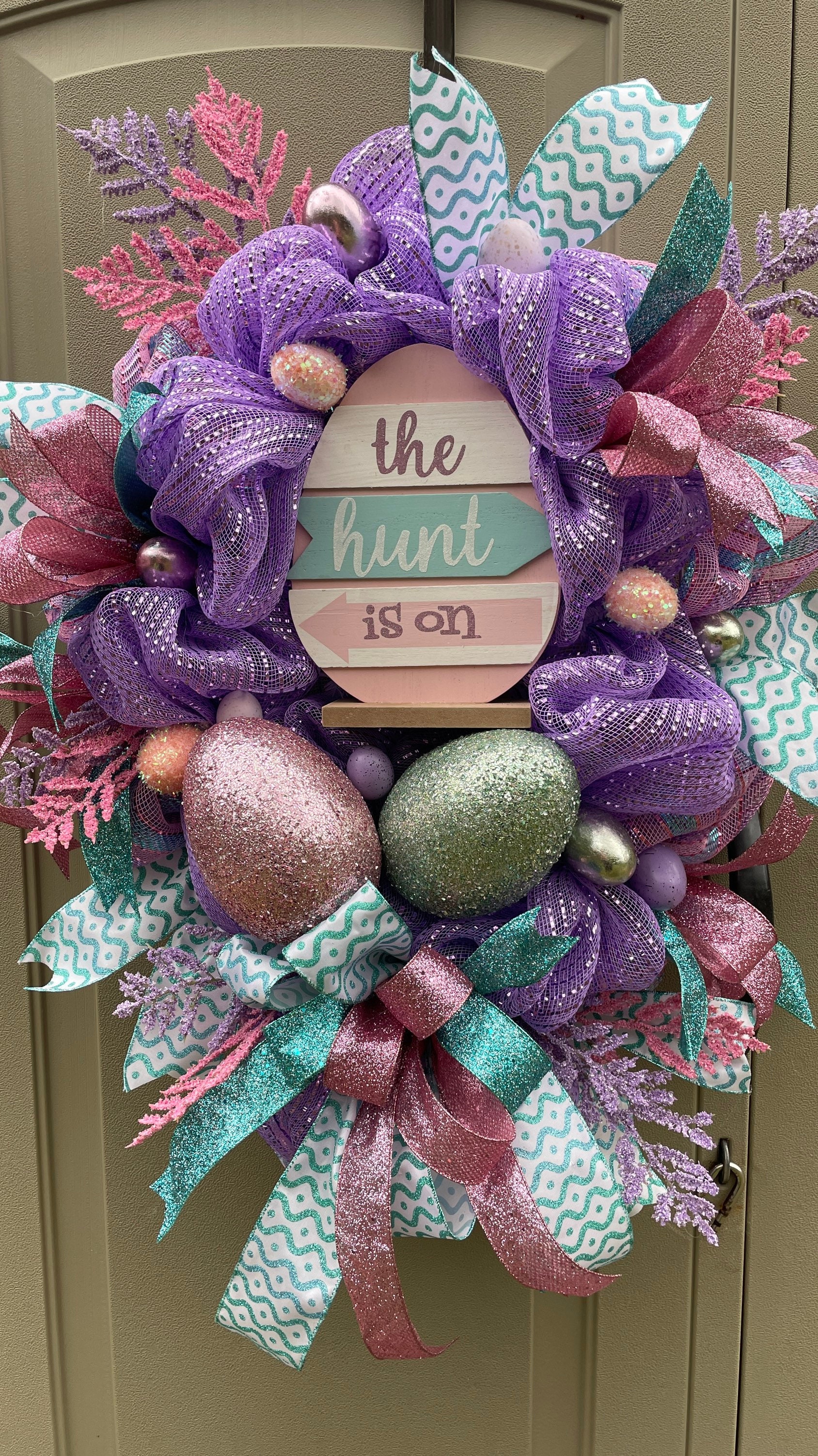 Spring Wreath With Easter Eggs, Spring Wreaths for Front Door