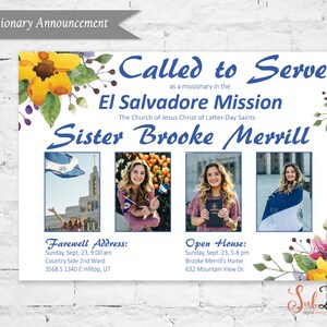 LDS Missionary Announcement or Homecoming - Sister Missionary Called to Serve 5x7 Printable Photo Card
