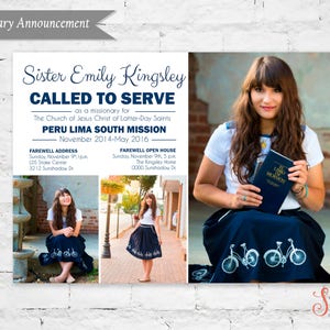 LDS Missionary Announcement or Homecoming - Sister Missionary Called to Serve 5x7 Printable Photo Card