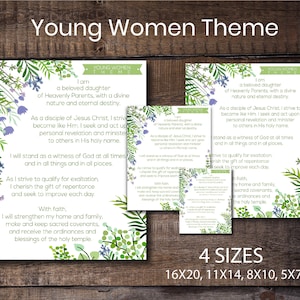 Junge Frauen Thema Poster - mehrere Größen im Download - LDS Junge Frauen Thema - Druck-Download.