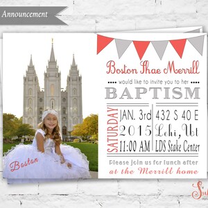 LDS Baptism Invitation, LDS Girls Baptism Invitation, &quot;Choose the Right&quot; Customized with photo 5x7 Printable Digital File