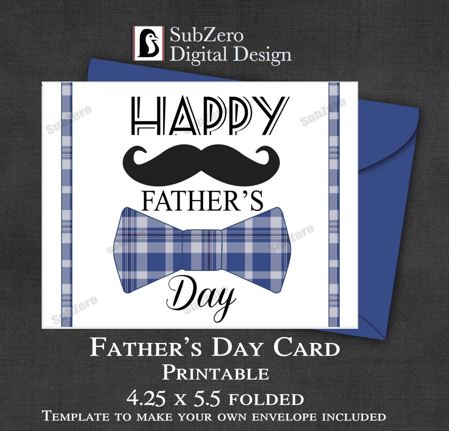 father s day card mustache bow tie printable 4 25 x etsy