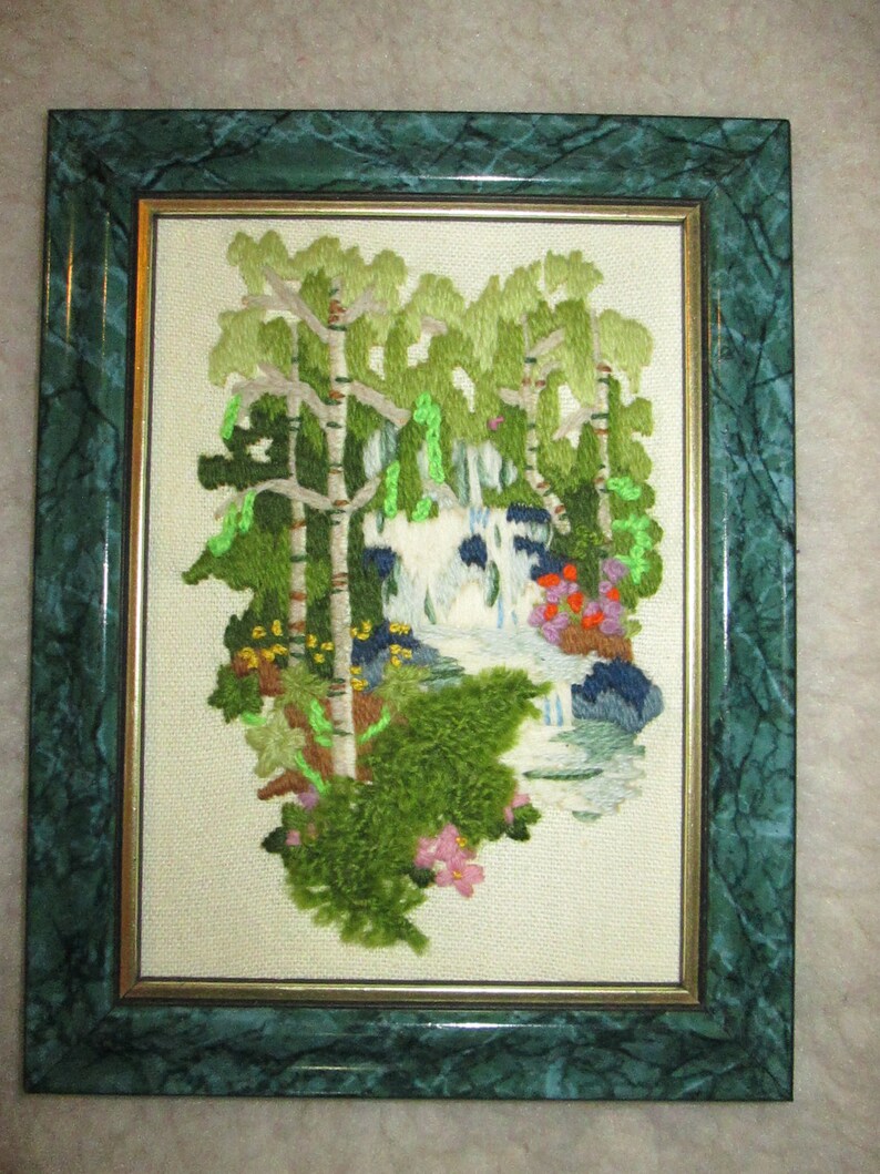 Finished needlepoint woodland designwith frame6.5x Etsy