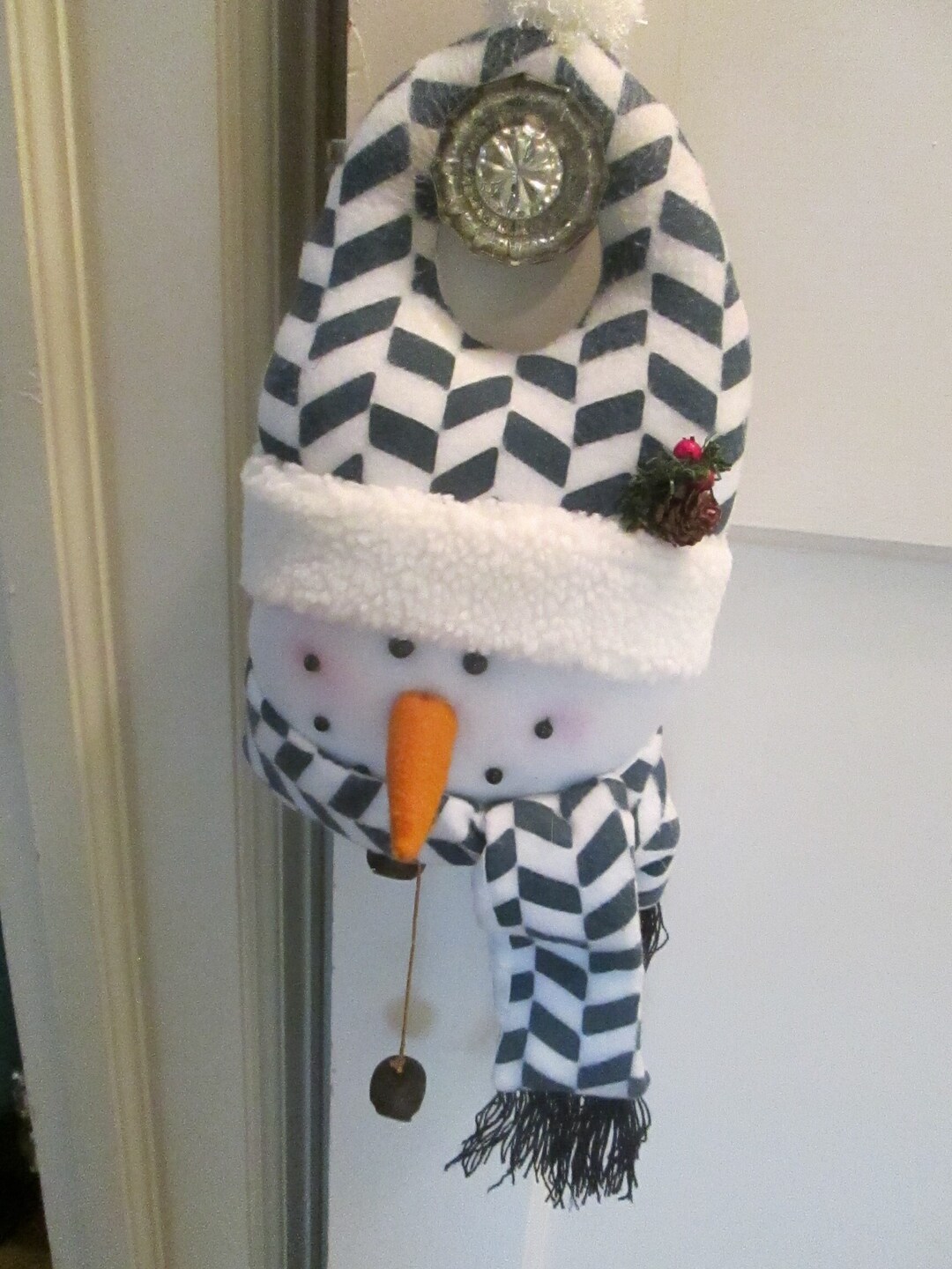 Snowman Door Knob Hanger Christmas Door Knob Hanger Plush Etsy