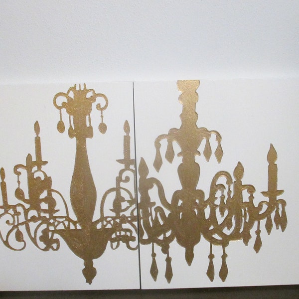 Chandelier wall decor , shadow art, chandelier wood art, two sides of the chandelier, each 17 1/2" x 14" x 1 1/4"-together--28" x 17 1/2"