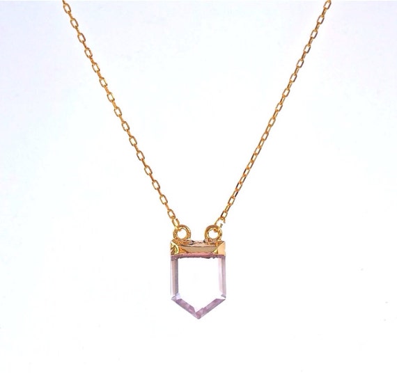 Raw Rock Crystal Point Pendant Natural Beautiful Crystal Gold Electroplated Pendant PC-0382