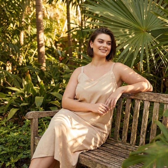 Cotton Maxi Slip Dress | Bella: Lightweight Summer Layering, Plus Size L-6xl Cotton Maxi Slip Dress | Bella: Lightweight Summer Layering, Plus Size L-6xl