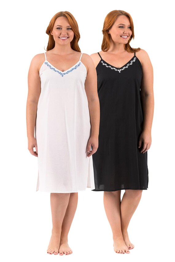 black cotton slip dress