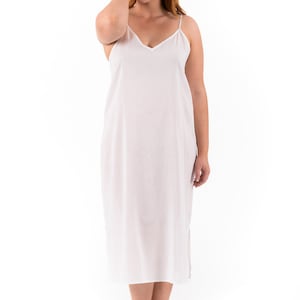 Long Cotton Maxi Slip Available in Black, White or Crema Warm Beige Perfect for under a sheer maxi dress White