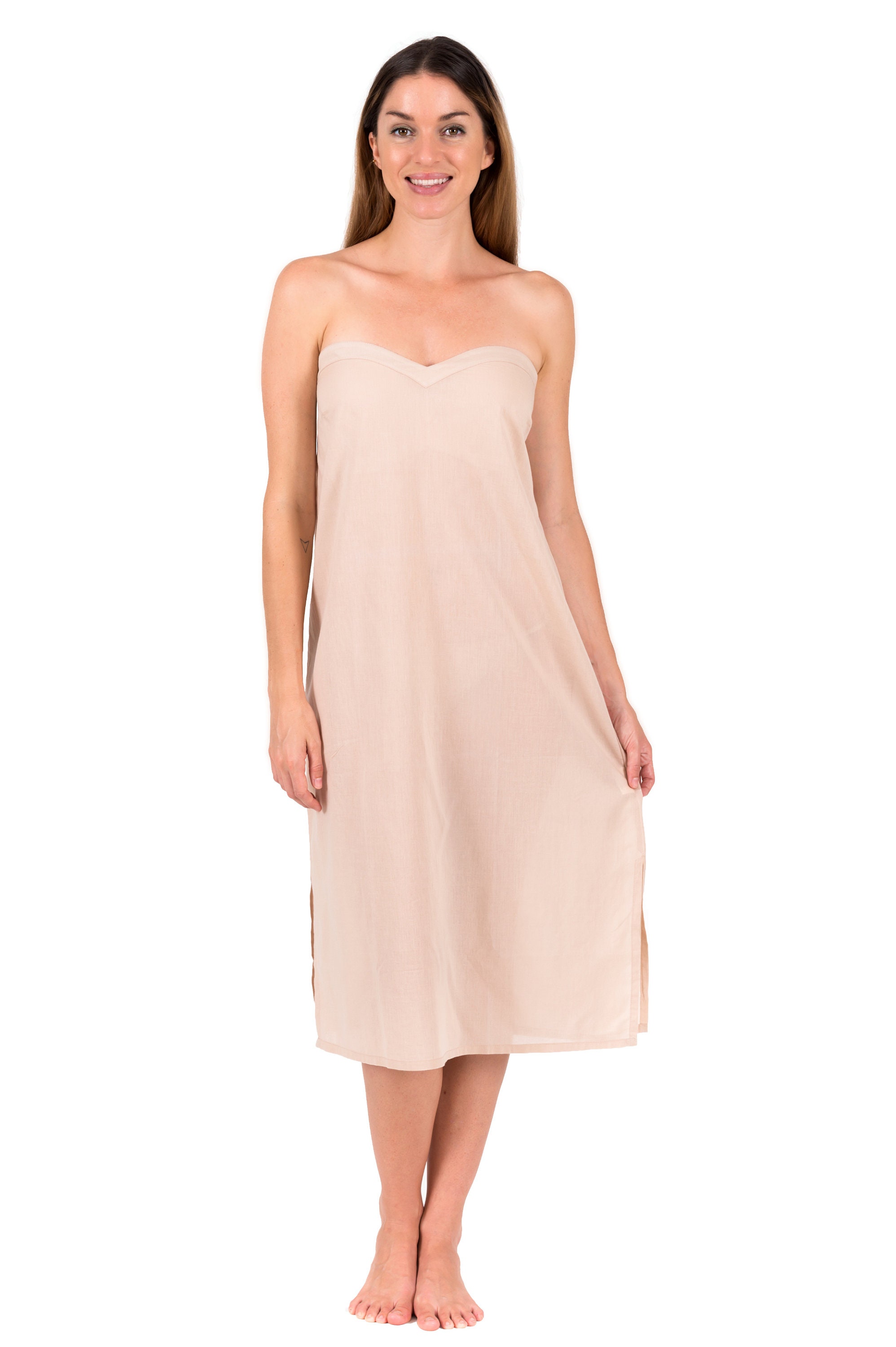 Strapless Cotton Slip Dress Spirituelle Zara Above the Knee Available in  Black, White or Crema warm Beige 