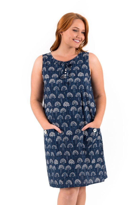 sleeveless cotton shift dress