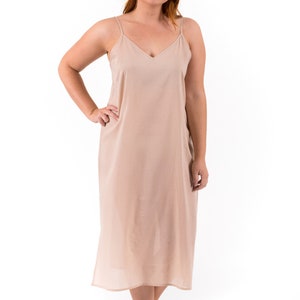 Long Cotton Maxi Slip Available in Black, White or Crema Warm Beige Perfect for under a sheer maxi dress Beige