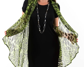 Cover-up, wrap, jacket or scarf | Lola Kimono | Green Leopard by Spirituelle