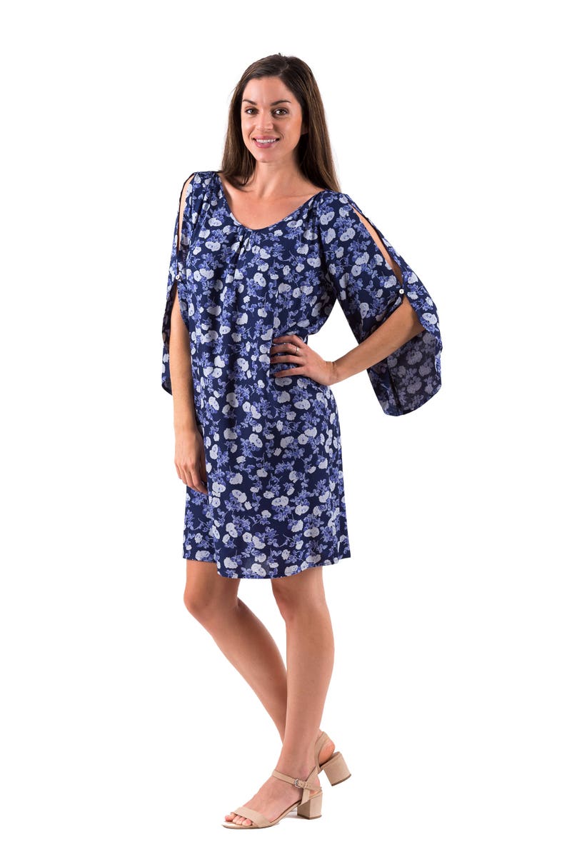 Open Sleeve Women/'s Dress Mimi Floral Blues Cool Casual