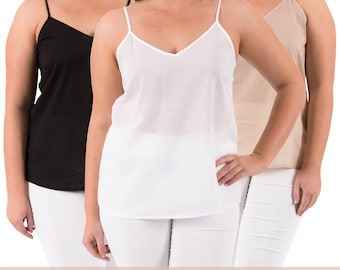 Cotton Camisole | Black, White or Crema | Perfect under a sheer top or thrown over a pretty lace bra | XS - 5XL
