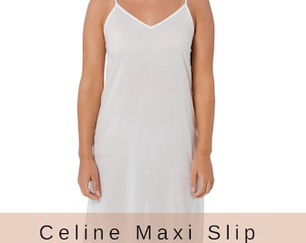 Long Cotton Maxi Slip | Available in Black, White or Crema (Warm Beige) | Perfect for under a sheer maxi dress