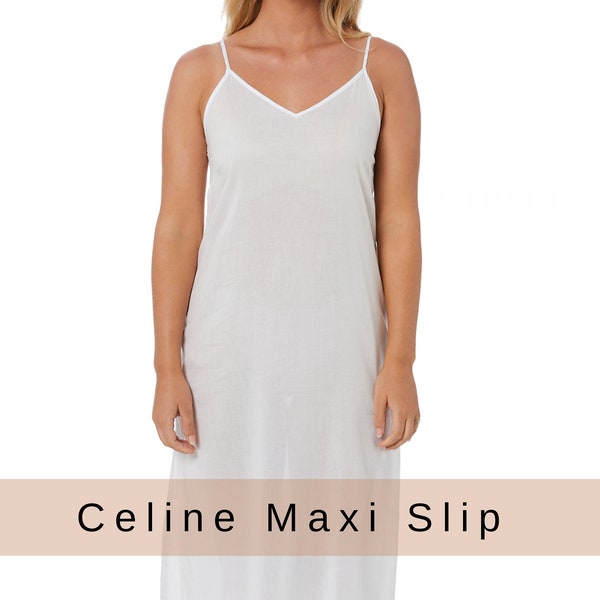 Long Cotton Maxi Slip | Available in Black, White or Crema (Warm Beige) | Perfect for under a sheer maxi dress