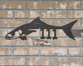 Cobia or Mermaid Address Sign for House, Aluminum Mailbox Sign, Cobia Home Number Sign, Outdoor Custom Mermaid House Numbers