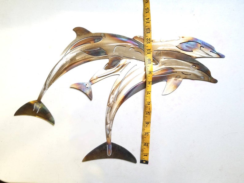 Stainless Steel Dolphin Metal Wall Art Pod of Dolphins Beach Etsy