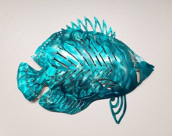 Metal Fish Wall Art, Butterfly Fish, Outdoor Wall Art, Angelfish Decor, Aluminum Art, Ocean Decor, Beach House Decor, Pool Deck Art