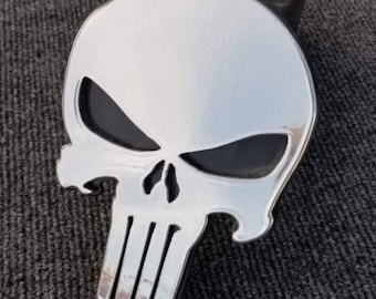 Polished Aluminum Punisher Trailer Hitch Cover or Tow Plug, Truck Accessories, Car Accessories, Steel Punisher Skull