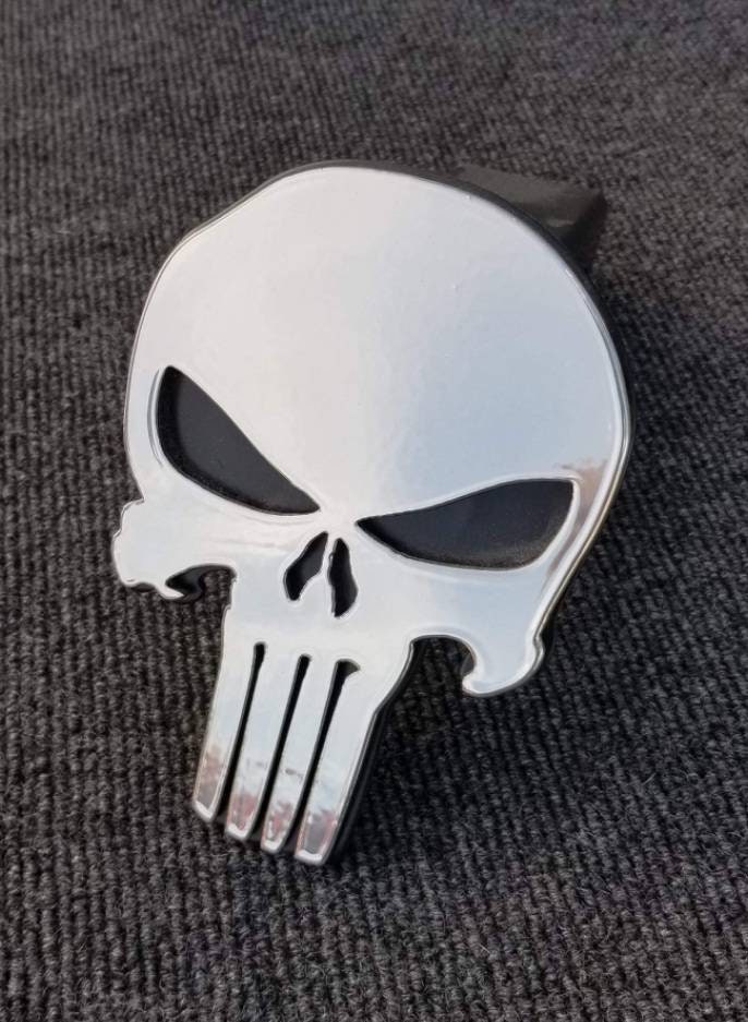 Punisher Trailer Hitch Cover White 